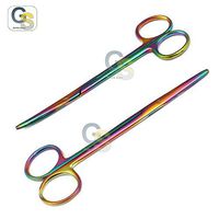 G.S Set of 2 Multi Titanium Color Rainbow METZENBAUM Scissors 7" Straight & Curved Stainless Steel Best Quality