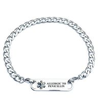 Pre-Engraved Curb Link"Allergic to Penicillin" Medical ID Bracelets for Women. Allergy Bracelets