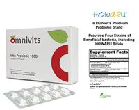 Omnivits Max Probiotic 100 Billion CFU | 4 Strains Lactobacillus Acidophilus Lactobacillus Plantarum Bifidobacterium Longum HOWARU Bifido | No Refrigeration | 30 Acid-Resistant Vegetarian DRCaps