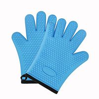 Yjdr Waterproof Silicone Gloves, 1 Pair of Silicone Oven Mitts - Professional Heat Resistant Mitt Set for Using When You're Cooking, Baking, Grilling, Broiling & Basting. (Color : Blue)