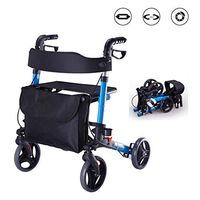 Momentum Rollator Walker with Seat Cushion,Foldable Lightweight  Travel Walker Shopping Trolley,Seniors Rollators Limited Mobility Aid