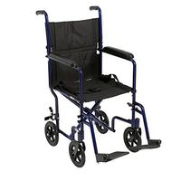 FW17BL - Flyweight Lightweight Folding Transport Wheelchair, 17, Blue Frame, Black Upholstery