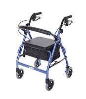 Essential Medical Supply Featherlight Demi Four Wheel Walker with Loop Hand Brakes and Pouch/Basket in Blue