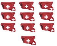 10pk AsaTechmed First Aid Waist Pack - Baywatch Lifeguard Fanny Pack - Compact for Emergency at Home, Car, Outdoors, Hiking, Playground, Pool, Camping, Workplace
