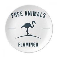 Cartoon Flamingo Animal Blue Silhouette Dessert Plate Decorative Porcelain 8 inch Dinner Home