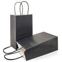 AZOWA Gift Bags Black Kraft Paper Bags with Handles (Black, 12 Pcs, 6''X 3''X 8'')
