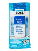 Grime Boss Glass and Mirror Wipes, Extra Large 9.8 x 8.2 Inches - 24 Count per Pack, 1 Pack