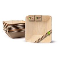 Naturally Chic Palm Leaf Compostable Bowls - 5 Inch Square Biodegradable Disposable Small Dinnerware Bulk Set - Eco Friendly - Bowls for Weddings, Parties, BBQs, Events (200 Pack)
