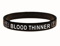 Blood Thinner ID Bracelet Wristband - Black - 8 Inches - Standard