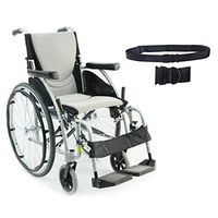 Karman S-Ergo 115 Ultra Lightweight Ergonomic Wheelchair | Seat Size 16" X 17" | Swing Away Footrest | Quick Release Wheels in Silver & Free Black Wheelchair Seatbelt!