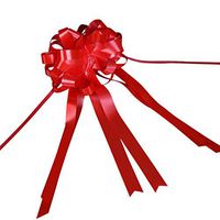Norbi 10 Wedding Pull Flowers with Tulle Tails Christmas Large Pull Bows for Wedding Car Door Fruit Basket Gift Box-Red