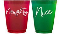 Christmas Party Cups - Reusable Plastic 16oz 10-Cup Variety Pack (Naughty & Nice)