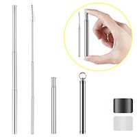 Prevent scratching Portable Reusable Drinking Straws - Adjustable Extendable Metal 304 Stainless Steel Reusable Bar Drinking Telescopic Straw with Aluminum Case & Cleaning Brush