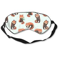 Soft Silk Sleep Eye Mask Red Panda Eye Cover Eyeshade with Adjustable Strap for Kids Girls Men Women Plane Travel Nap Night Sleeping