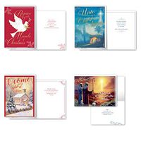 B-THERE Bundle of 12 Boxed Christmas Greeting Cards - Religous, Foil and Glitter Finishes with Envelopes - Includes KJV Scriptures