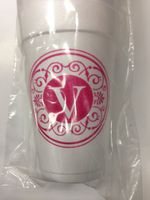 Foam Cup Pack Set of 10 - Tuscany Initial Letter V in Pink