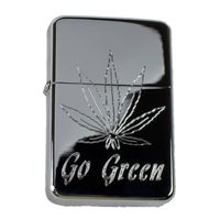 Lighter - Pot Leaf Go Green High Polish Chrome