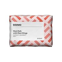 Amazon Brand - Solimo Thick Maxi Pads with Flexi-Wings for Periods, Overnight Absorbency, Unscented, Size 4, 28 Count