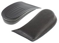 Height Increase Elevator Shoes Faux Leather Upper Half Insole - 1 Inches Taller (Black)