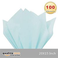 PMLAND Premium Quality Gift Wrapping Paper - Light Blue - 15 Inches X 20 Inches 100 Sheets