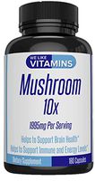 Mushroom Supplement 10x 1995mg Per Serving 180 Capsules - 10 Mushroom Blend: Cordyceps, Reishi, Shiitake, Lions Mane, Maitake, Turkey Tail, and Chaga + 3 More - Helps Support Brain and Immune System