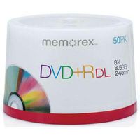 Memorex DVD+R Double Layer Recordable Media Spindle, 8.5GB/240 Minutes, Pack of 50