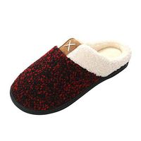 Theoylos Women's Slippers Warm Memory Foam Slip on House Shoes Unisex Fleece Plush Indoor Slippers Soft Cotton Slippers Red