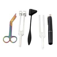 LAJA IMPORTS Set 5 - Reflex Hammer Black Penlight, Tuning Fork C128, C512 & Rainbow Scissor
