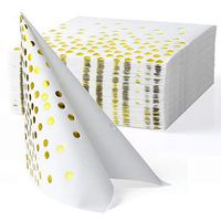 Disposable Guest Towel, Morgiana 50 Pack Gold Polka Dot Design Air-laid Napkins Paper Hand Towels, Soft & Absorbent Linen Feel Dinner Napkin for Kitchen, Bathroom, Parties, Weddings (White)