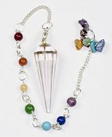 12 Faceted Gemstone Crystal Pendulum with Seven Chakra Stone Chain (Quartz)