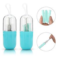 Pakesi Silicone Collapsible Straw -Length 7.87In,Folding, Reusable, and Portable Straws for Travel（Green&Grey）