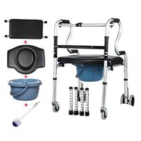LHNLY-Walkers Lightweight Shower Commode Chair with Locking Wheels and Casters, Wheeled Combo Commode Chair, Over The Toilet and Shower for Handicap and Seniors