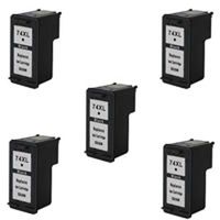 Amsahr 74XL(CB336WN) Remanufactured Replacement HP Ink Cartridges for Select Printers/Faxes with 5 Black Cartridges