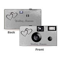 5 Silver Foil Coupled Hearts Wedding Disposable Cameras, Anniversary, Single use, Flash WM-50146-C