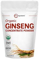 Maximum Strength Organic Ginseng Root 200:1 Powder, 4 Ounce, High Ginsenosides to Support Energy, Immune System, Mental Health & Physical Performance, No GMOs & Vegan Friendly