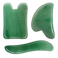 3 Pack Jade Gua Sha Scraping Massage Tool, Ahier Natural Jade Gua Sha Board for Face and Body, Facial Lifting Tool for Lift The Skin, Relax Muscles, Relieve Stress (Green)