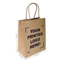 8"x4.75"x10" 100 Pcs Custom Printed Brown Kraft Paper Bags Shopping Merchandise Bags Party Bags Gift Bags Retail Bags Craft Bags