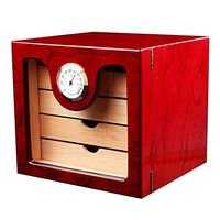 LS-Cigarette Cigar Box -Portable Brown Cedar Wood Cigar Humidor Case with Humidifier Hygrometer Cigar Storage Box Holds up to 50Cigars /& (Color : A)