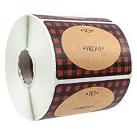 to and from Buffalo Plaid Christmas Stickers/500 Christmas Tags/Brown Kraft Northwoods Gift Tags