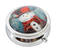 WuCong Christmas Snowman Style Custom Fashion Design Glass Round Pill Case Western Medicine Tablet Holder Decorative Case