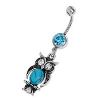 Vintage Owl Rhinestone Piercing Belly Button Rings Navel Body Beach Jewelry Best Beauty For gift Party Jewerly Accessories Styling Novelty Polar Good Woman