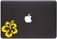 Hawaiian Hibiscus Flower - Macbook or Laptop Vinyl Decal (3.75"w x 4"h) (Yellow)