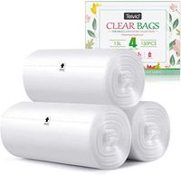 4 Gallon 150 Counts Strong Trash Bags Garbage Bags, Bathroom Trash Can Bin Liners, Small Plastic Bags for Home Office Kitchen, fit 12-15 Liter, 3,3.5,4.5 Gal, Clear Kitchen, Clear