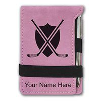 Mini Notepad, Hockey Sticks, Personalized Engraving Included (Pink)