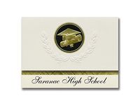 Signature Announcements Saranac High School (Saranac, NY) Graduation Announcements, Presidential style, Basic package of 25 Cap & Diploma Seal. Black & Gold.