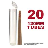 120MM Clear Doob Tubes | 20 Pack | Waterproof Airtight and Smell Proof Blunt Vial Container | Child Resistant with Squeeze Pop Tops | BPA-Free | Ideal for Storing King Size Pre Rolled Raw Cones