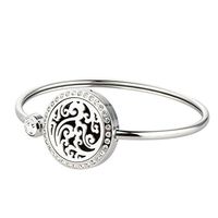 GelConnie Cloud of Life Essential Oil Diffuser Bracelet Crystal Stainless Steel Bangle Fragrance Locket Aromatherapy Jewelry for Sister, Women BDFL262-1