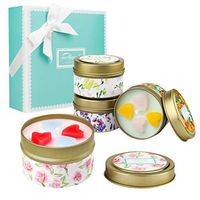 Matoen 4pcs Wax and Oils Soy Wax Aromatherapy Scented Candles Set Smoke Free Strong Fragrance Relaxing Long Lasting Candles Valentine's Day Gift