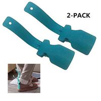 Lazy Shoe Helper, Shoe Horn Plastic Handhold Portable Shoe Lifting Helper Sock Slider for Elderly Pregnancy Disabled Fits All Shoes All Age (2-Pack, Blue)