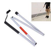 Folding Crutch, Visually Impaired Blind Walking Stick 4 Section Folding Aluminum Cane 124CM Long